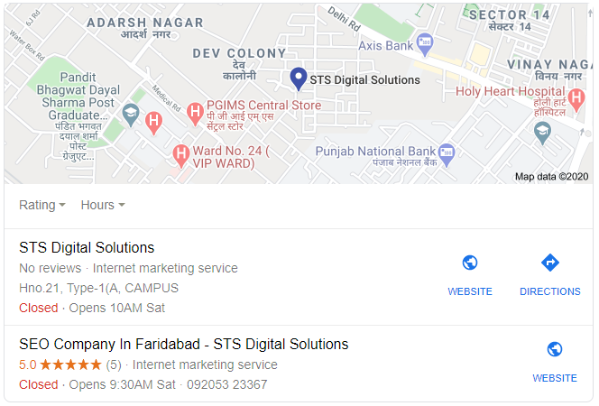 business listed on Google Maps