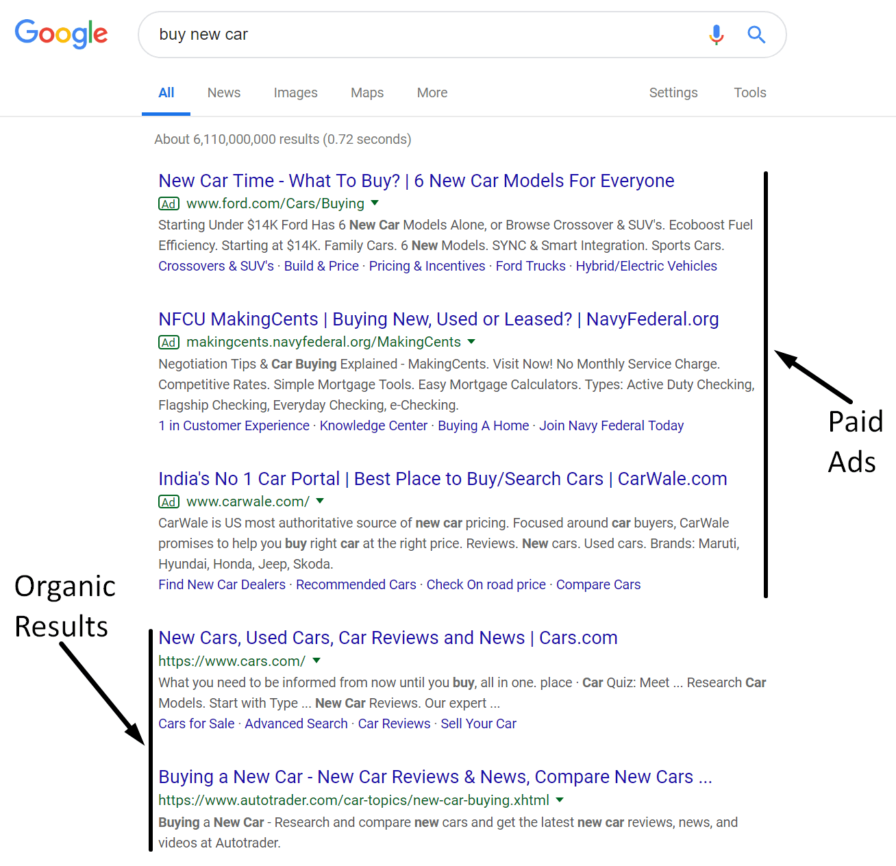 organic vs paid search result