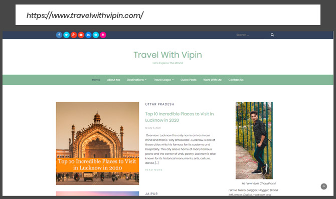 Travel With Vipin - Website Designing & Development Portfolio